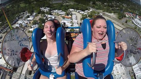 slingshot nipslip|The one where the girl loses her top on the roller coaster.